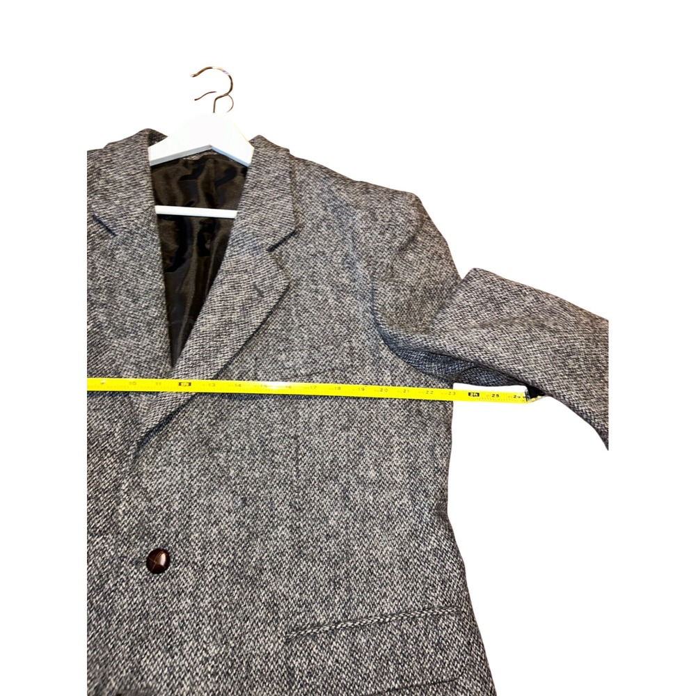 Harris Tweed Mens Gray Herringbone Wool Blazer Jacket 44R Handwoven Scotland - Picture 5 of 10